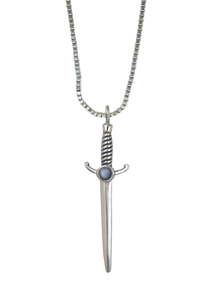 Sterling Silver Athena's Sword Pendant With Grey Moonstone